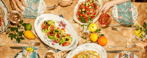 A spread of food on a table