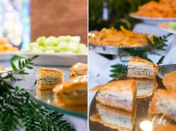 bak lava and fresh fruit on display for an event