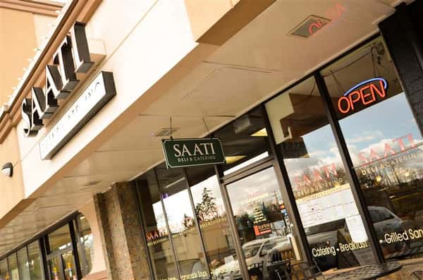 exterior view of the saati deli and catering storefront