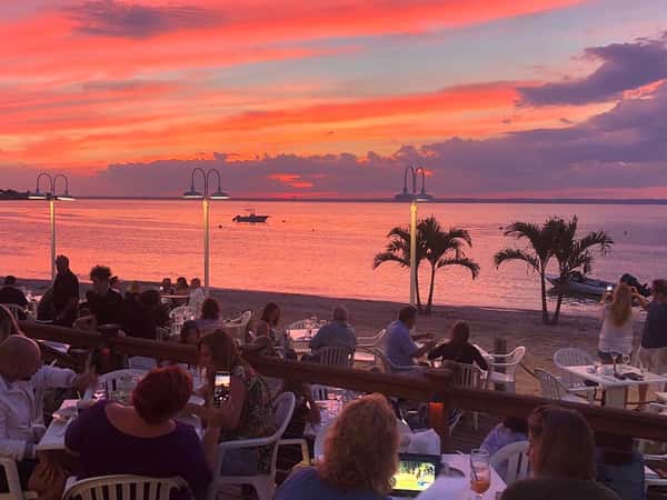 outside dinning with sunset