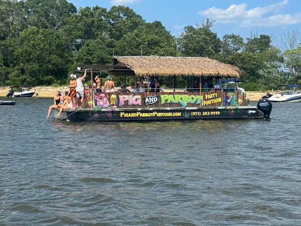 guests on tiki in water