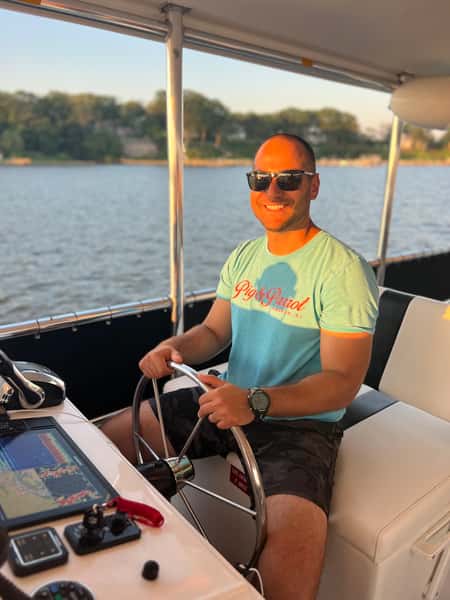 Captain Burak at wheel