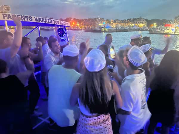 Guests dancing on boat
