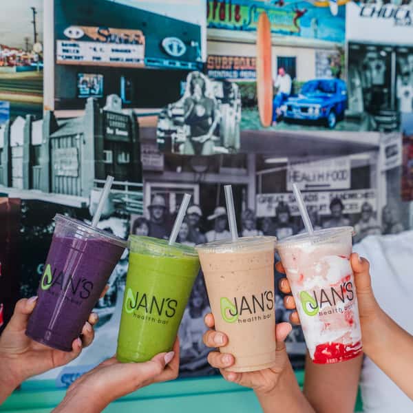 An array of smoothies from Jan's Health Bar.