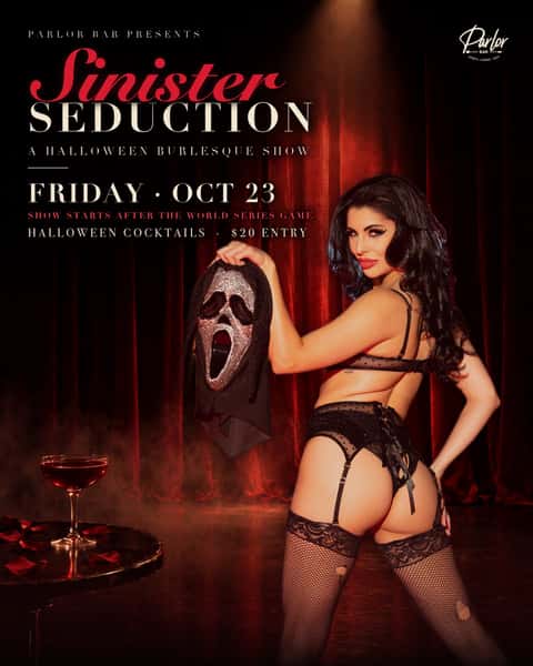 Something wicked is taking the stage. 😈
Presenting Sinister Seduction, a Halloween burlesque show.
Friday Oct 23 at Parlor Bar.
Watch the World Series game, then stay for the show.
Halloween cocktails all night. 🍸
$20 entry.
Starring @harleyharpurr
Bring someone who scares easy.
#ParlorBar #PBW #SpeakeasyBarInWhittier #HalloweenBurlesque #WhittierHalloween