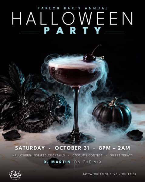 Not doing anything for Halloween? Not anymore. 😈
Heres your ticket to Parlor Bar’s annual Halloween party!
Costume contest, sweet treats, Halloween cocktails and we welcome DJ Martin on the mix for this special day! 🎧
#costumecontest #HalloweenParty #ParlorBar #PBW #WhittierNightlife