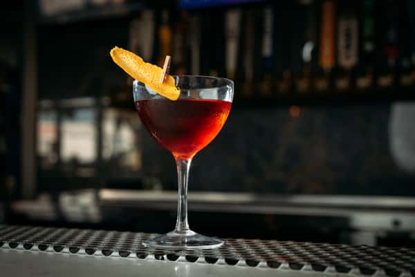 Peach Negroni cocktail