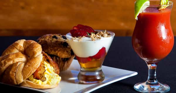 Breakfast plate with drink