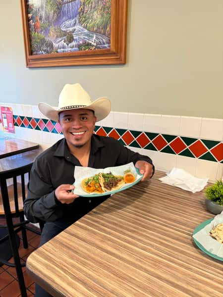 Customer excited about his tacos