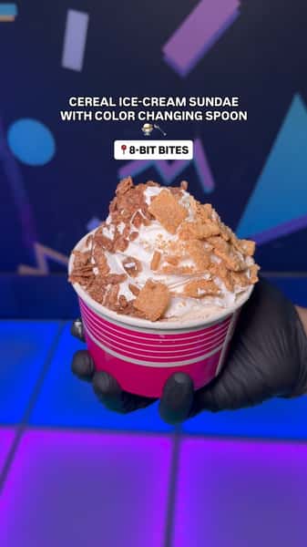 Summer necessities ➡️ Cereal Ice-Cream Sundae 🍨

A frosty ice-cream treat packed with up to 2 of your favorite cereals and topped with whipped cream and some more cereal. Andddd it comes with a color changing spoon! 🥄✨

8-BIT BITES
#8BITBITES 

📍113 Court St, Brooklyn
📍881 Lexington Ave, Brooklyn 
📍967 Bedford Ave, Brooklyn
📍77 2nd Ave, Manhattan 
📍197 7th Ave, Manhattan 
📍268 Main Street, Johnson City 
📍 17 Centereach Mall, Centereach, NY 11720