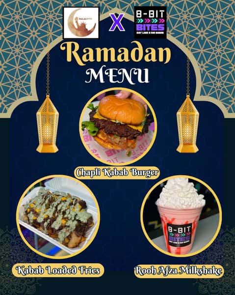 Ramadan Menu in collaboration with @halalnyc ☪️

-Chapli Kabab Burger 🍔 
-Kabab Loaded Fries 🍟 
-Rooh Afza Milkshake 🥤

Menu available at all 8-Bit Bites locations starting tomorrow March 2nd!

8-BIT BITES
#8BITBITES 

📍113 Court St, Brooklyn
📍881 Lexington Ave, Brooklyn 
📍967 Bedford Ave, Brooklyn
📍77 2nd Ave, Manhattan 
📍197 7th Ave, Manhattan 
📍268 Main Street, Johnson City 
📍 17 Centereach Mall, Centereach, NY 11720