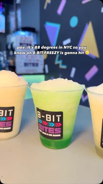 The only way to beat the heat! 🥶☀️

Cool down with our new 8-Bit FREEZY which comes in 5 different flavors: 
-Lemonade Freezy 🍋 
-Peach Rings Freezy 🍑 
-Sour Apple Freezy 🍏 
-Blue Cotton Candy Freezy 🍬 
-Sweet Cherry Freezy 🍒 

8-BIT BITES
#8BITBITES 

📍113 Court St, Brooklyn
📍881 Lexington Ave, Brooklyn 
📍967 Bedford Ave, Brooklyn
📍77 2nd Ave, Manhattan 
📍197 7th Ave, Manhattan 
📍268 Main Street, Johnson City 
📍 17 Centereach Mall, Centereach, NY 11720