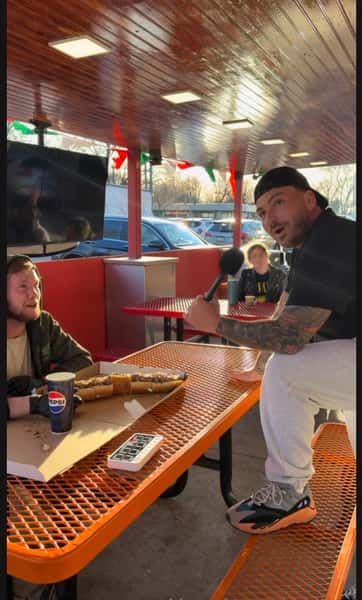 a competitor eating during the challenge