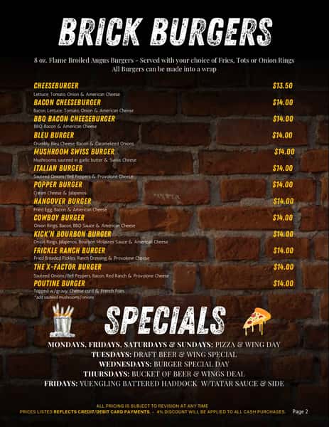 John Hoover Inn Menu