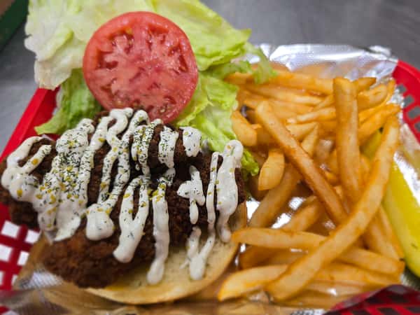 Dill pickle tenders drizzled with our homemade pickle sauce