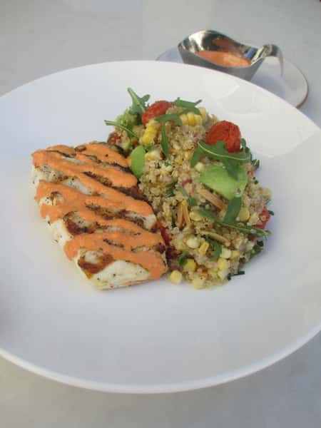 Grilled Halibut with Roasted Red Pepper Aioli