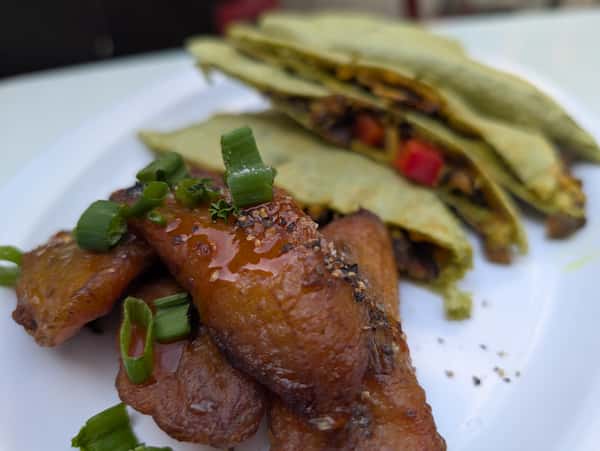 Mushroom Suya Quesadilla & Plantain