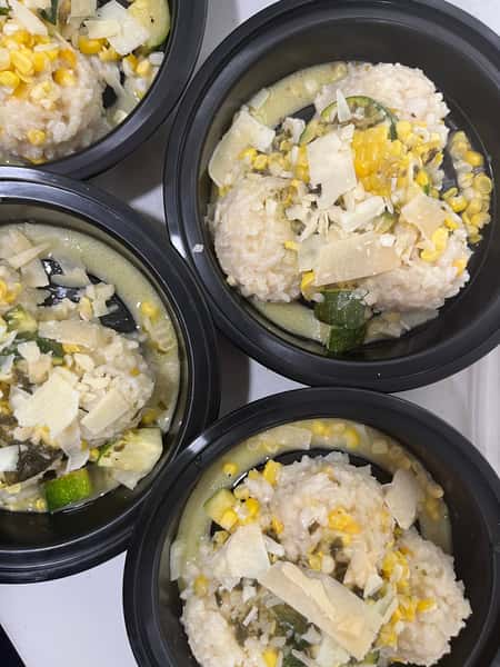 Summer Risotto- sweet corn and zucchini, cauliflower risotto