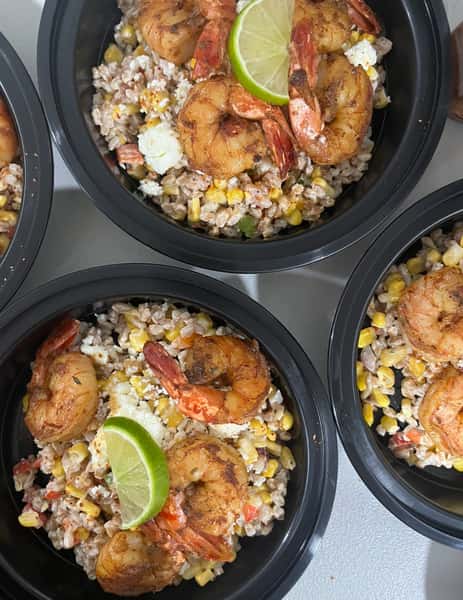 Street Corn Salad with Chili lime Shrimp, Salmon or Chicken