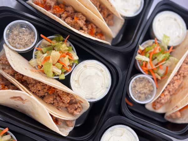 Buffalo Chicken Tacos, Rice Bowl or Salad