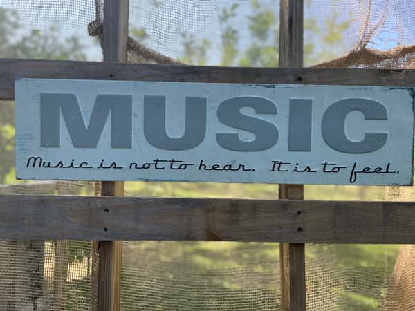 sign that says music
