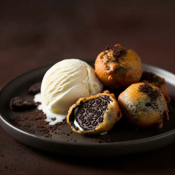Fried Oreos with Vanilla Ice Cream