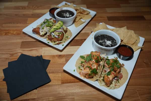 A plate of tacos for a group event