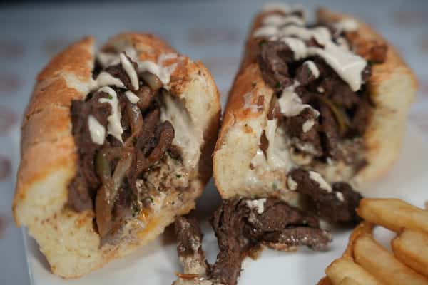 Close up of saucy sandwich