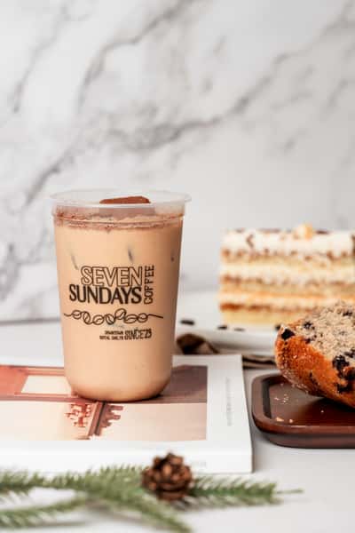 latte and cake