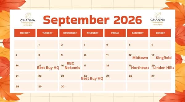 Apparently September came, and no one woke me up. Here’s our schedule. Better late than never. 🤷🏽♀️
(Pre-order your doubles for the upcoming weekends. Menu and attendance may change. 💅)