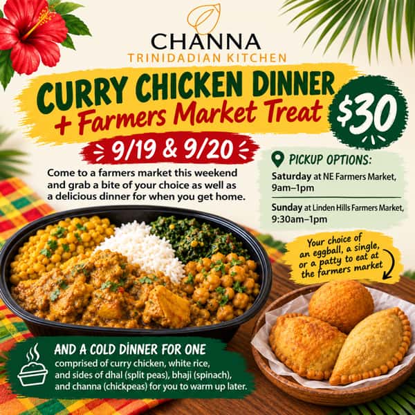 Curry Chicken Dinner + Farmers Market Treat (9/19 & 9/20)