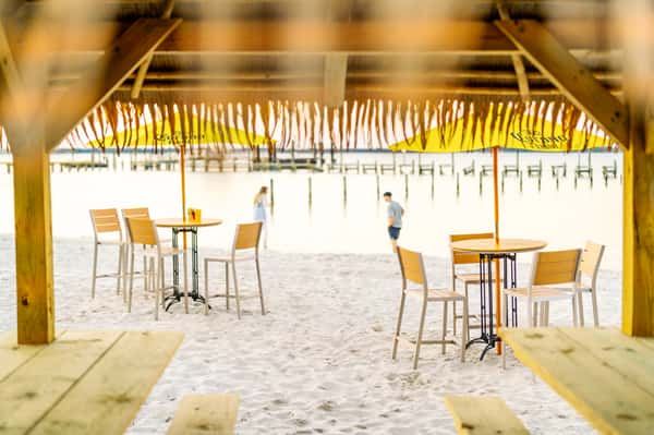 beach front view with chairs