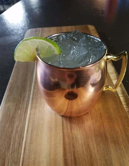moscow mule served in a copper mug