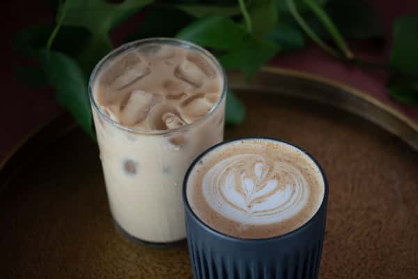 iced and hot coffee