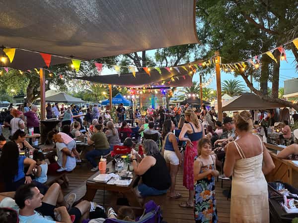 a gathering of people in an area