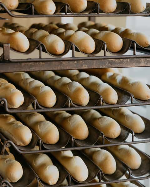 Rack of Parbaked Baguettes