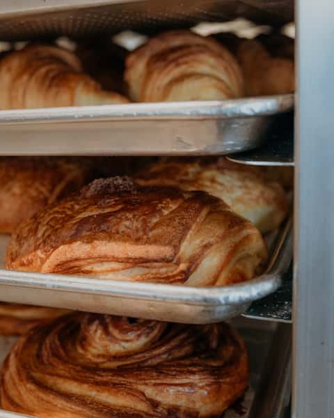 Closeup Rack Sweet Croissants