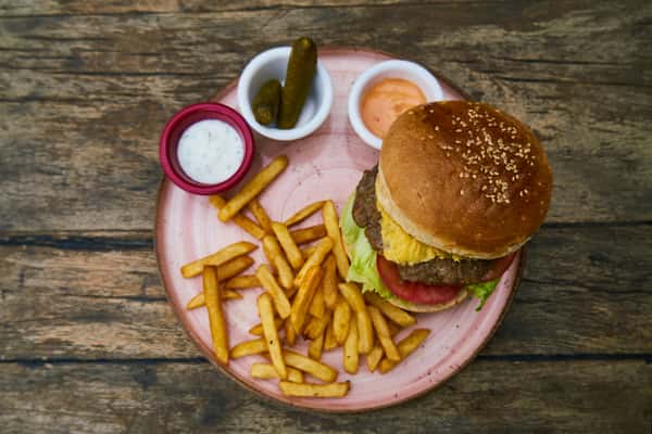 Burger and fries