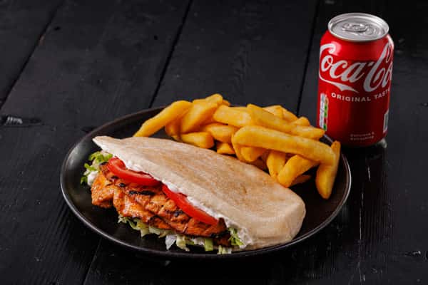 Double chicken pitta meal