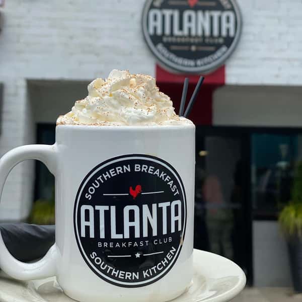 hot chocolate in branded mug