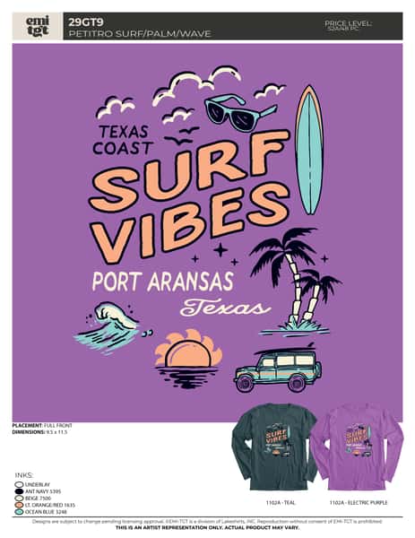 Shirts - LS Surf/Palm/Wave - Purple