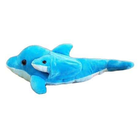Plush - Blue Dolphin with Baby