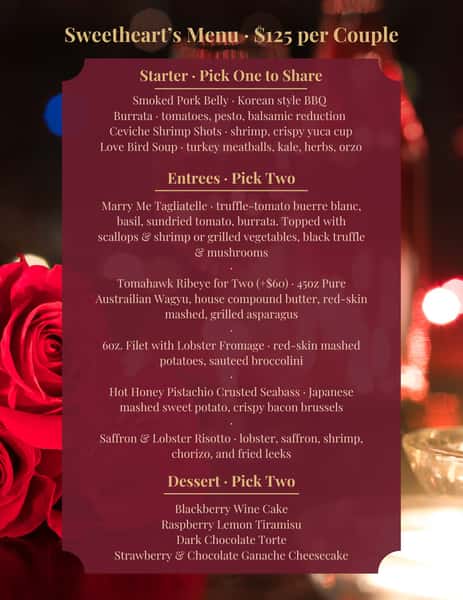 VDAY MENU