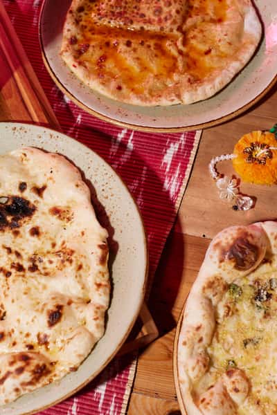 Garlic Naan, Buttered Naan, Spicy Green Chile Naan
