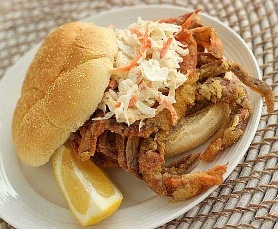 A Summer delight featuring a lightly fried Blue Crab atop a Costanzo Hard Roll with Romaine and Horseradish Honey Dijon.