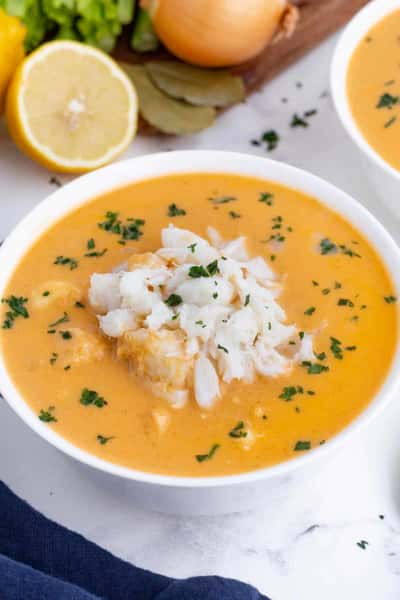 The SIGNATURE Bisque at the WESTVIEW - loaded with Lump Crab.