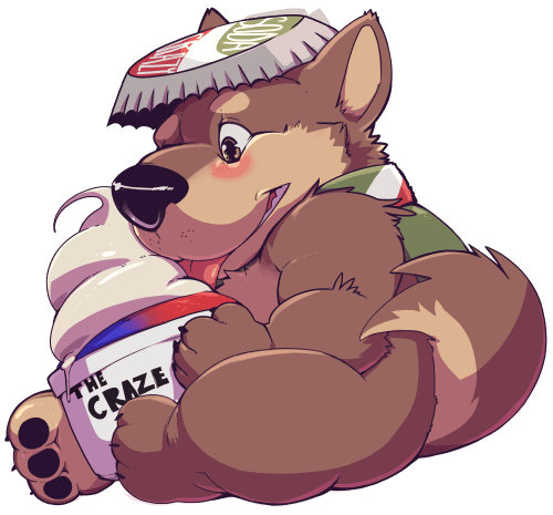 Dog with an ice cream