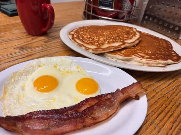 14. 2 Hotcakes, 2 Eggs and 2 Pieces of Bacon