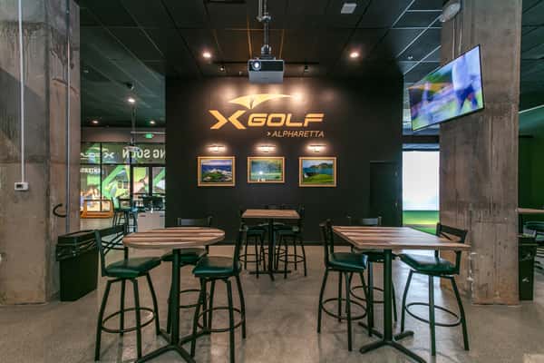 Dining and event space at X-Golf