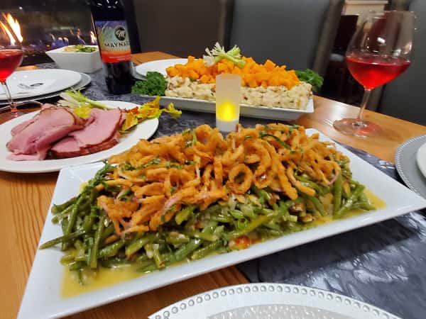 Green Beans with Toasted Almonds and Crispy Onions